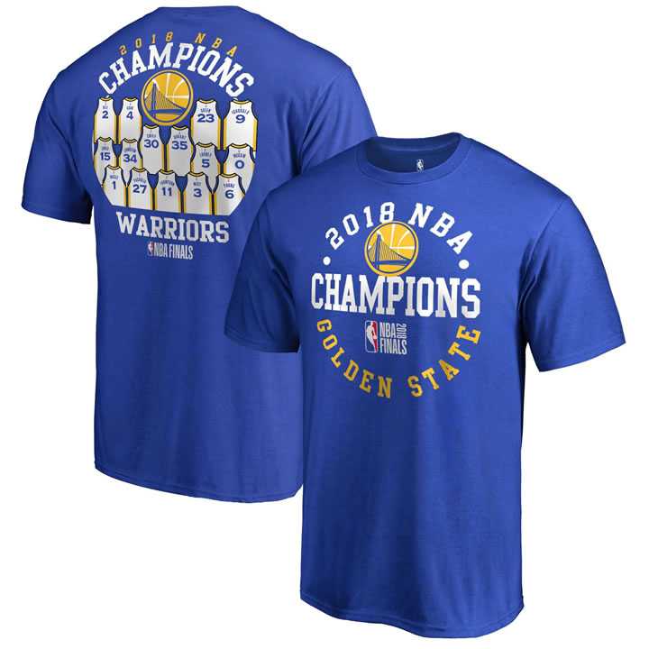 Golden State Warriors Fanatics Branded 2018 NBA Finals Champions Elevate the Game Jersey Roster T-Shirt Royal,We sell and wholesale Golden State Warriors Fanatics Branded 2018 NBA Finals Champions Elevate the Game Jersey Roster T-Shirt Royal on line form chian!